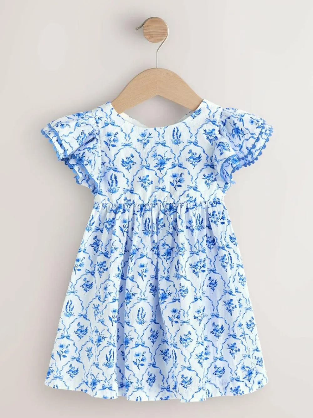 Sale Next Angel Sleeve Dress (3mths-8yrs) Blue Floral