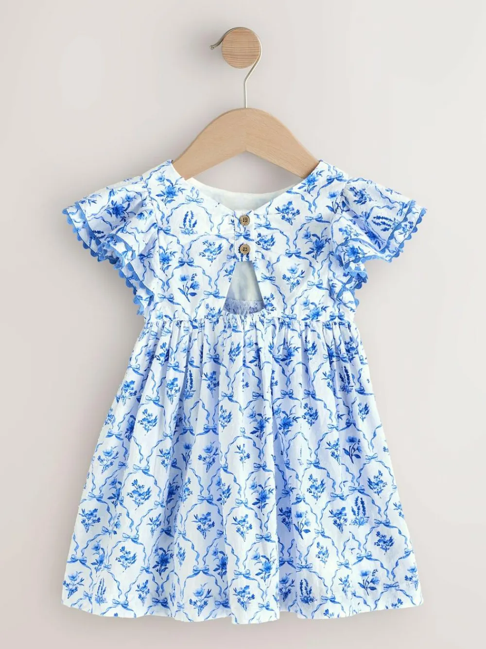 Sale Next Angel Sleeve Dress (3mths-8yrs) Blue Floral