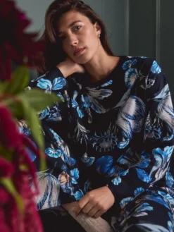 Online Next Blue Floral Kew Collection Long Sleeve Pyjamas