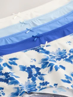 Next Blue Floral Midi No VPL Lace Back Briefs 5 Pack^Women Panties