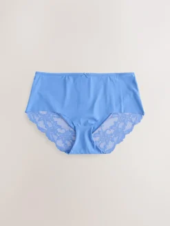 Next Blue Floral Midi No VPL Lace Back Briefs 5 Pack^Women Panties