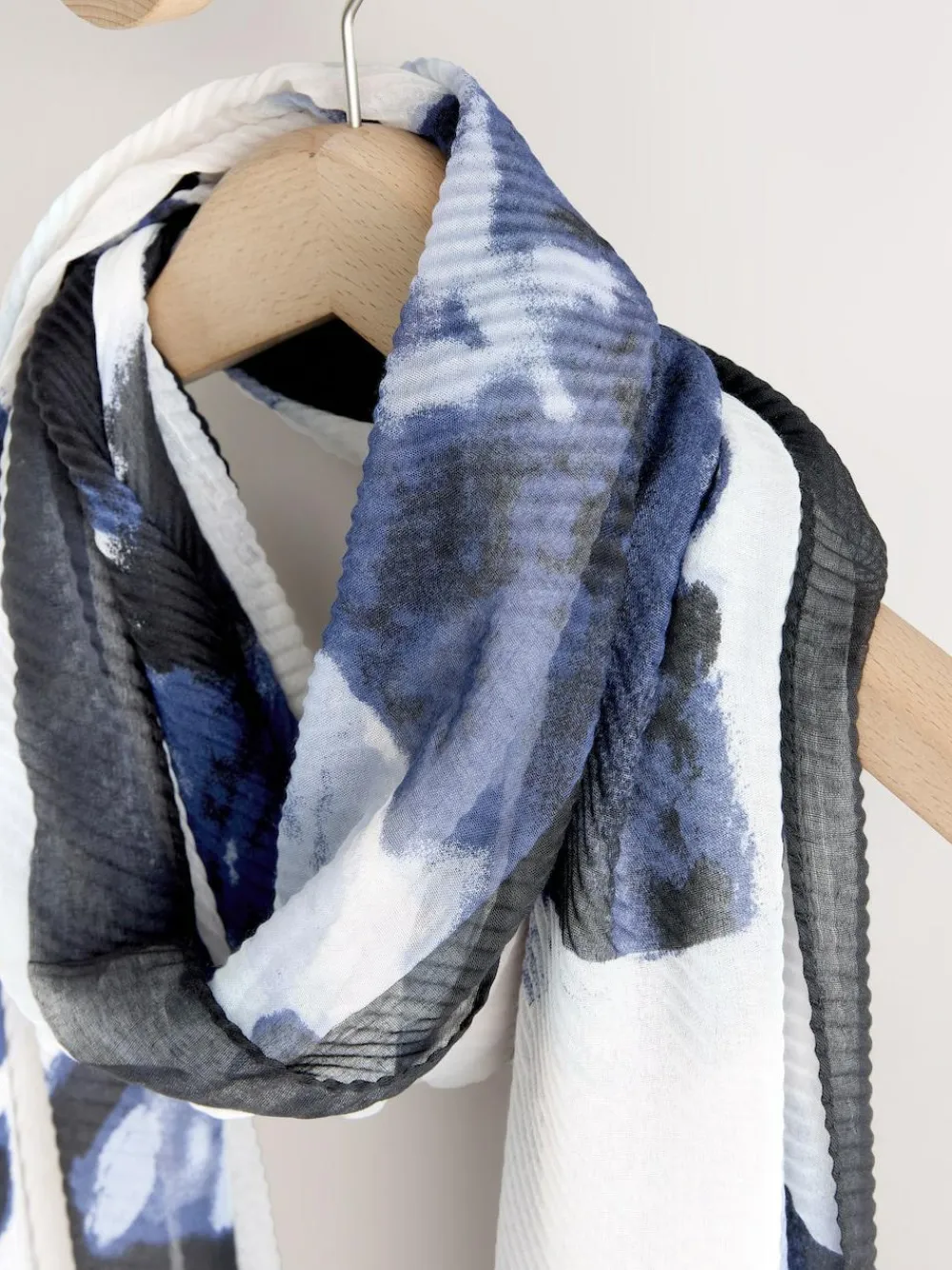 Hot Next Blue Floral Print Plisse Lightweight Scarf