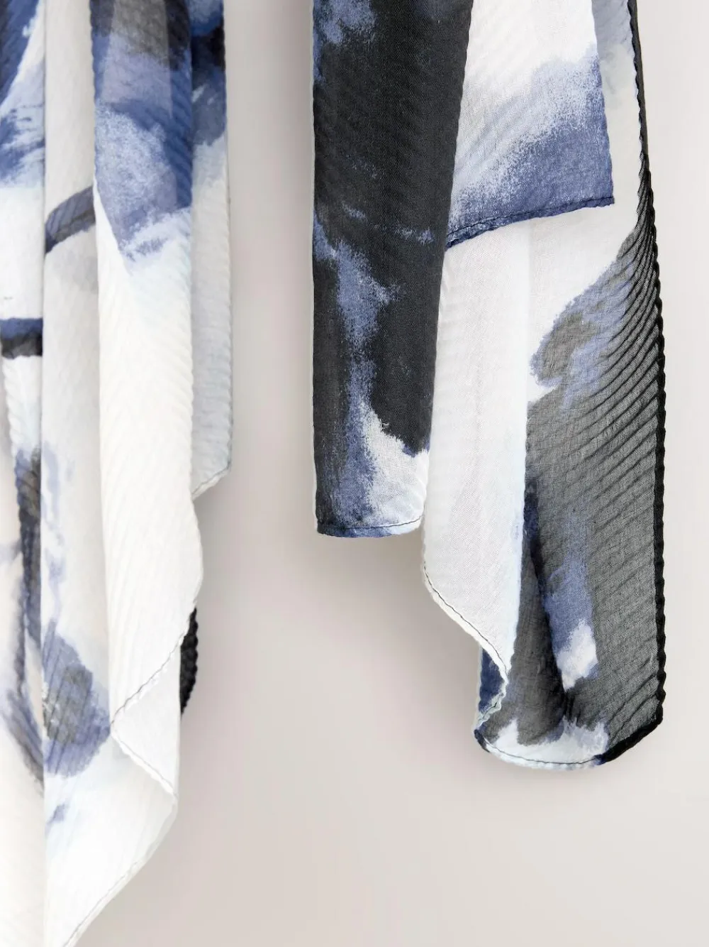 Hot Next Blue Floral Print Plisse Lightweight Scarf