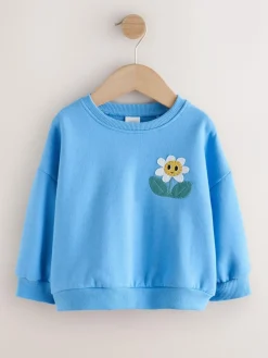 Discount Next Blue Flower Crew Neck Sweatshirt (3mths-7yrs)