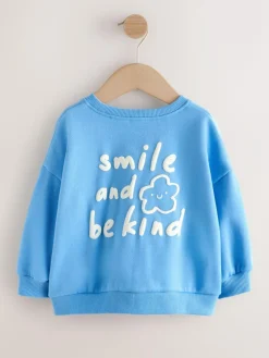 Discount Next Blue Flower Crew Neck Sweatshirt (3mths-7yrs)