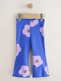 Next Blue Flower Rib Flare Leggings (3mths-7yrs)^ Pants & Leggings|Pants & Leggings
