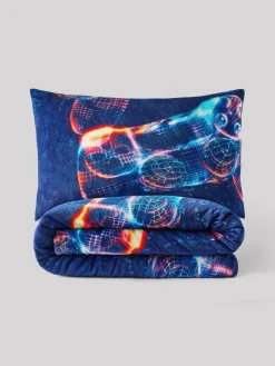 Online Next Duvet Cover and Pillowcase Set Blue Gamer Cosy Fleece