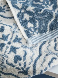 Next Blue Geo Tile 100% Cotton Towel^ Towels & Bathmats