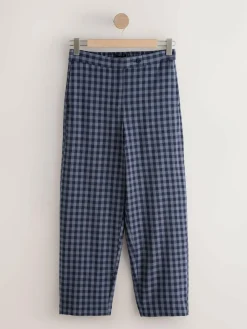 Next Blue Gingham Barrel Leg Trousers^Women Pants