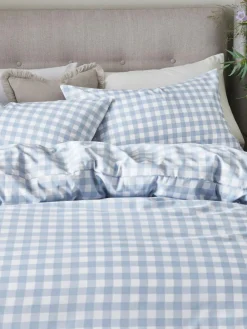 Hot Next Reversible Duvet Cover and Pillowcase Set Blue Gingham