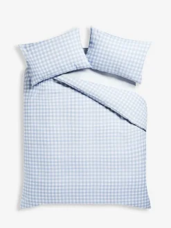 Hot Next Reversible Duvet Cover and Pillowcase Set Blue Gingham