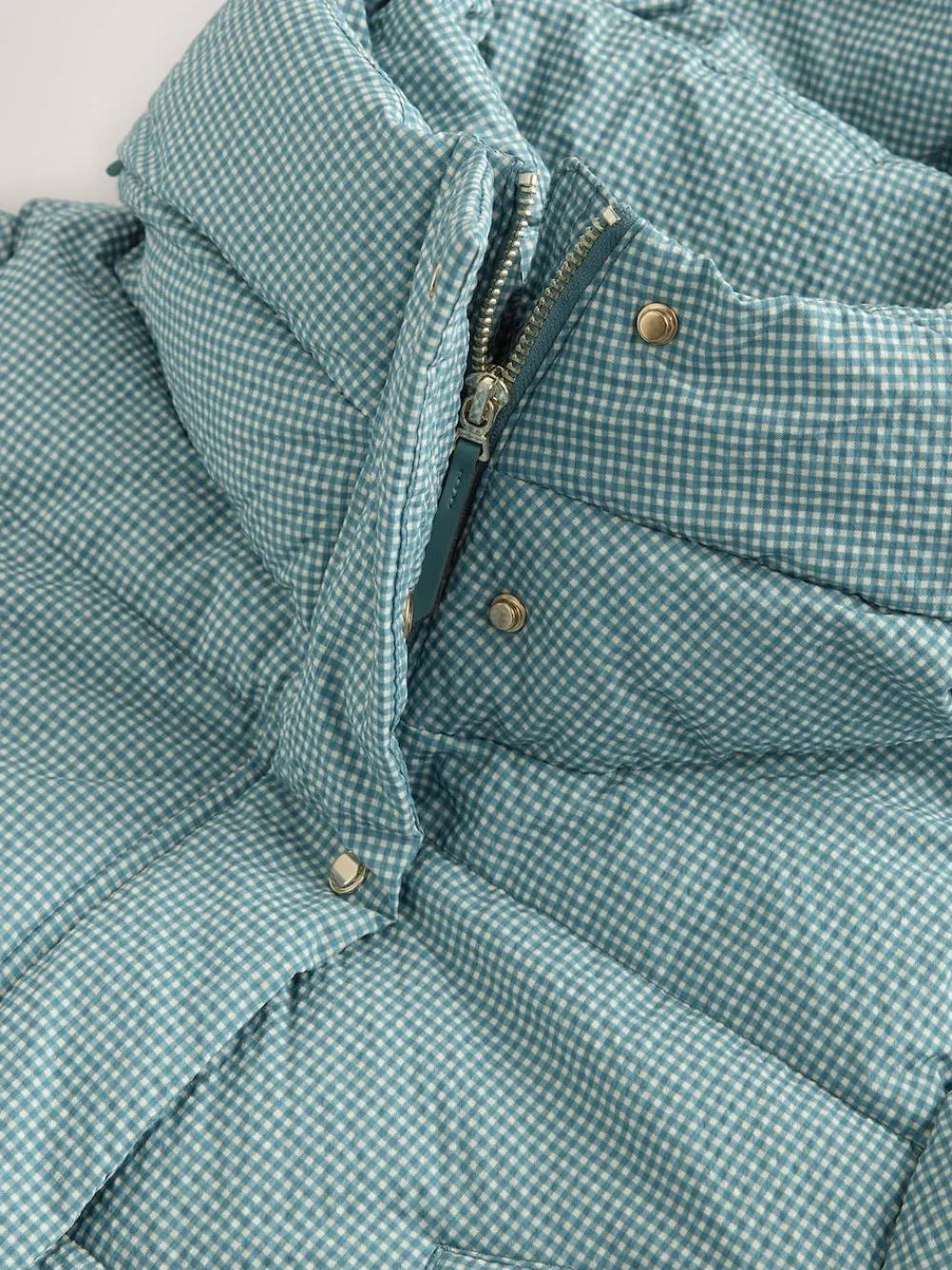 Next Blue Gingham Shower Resistant Padded Hooded Longline Coat^Women Coats & Jackets|Coats & Jackets