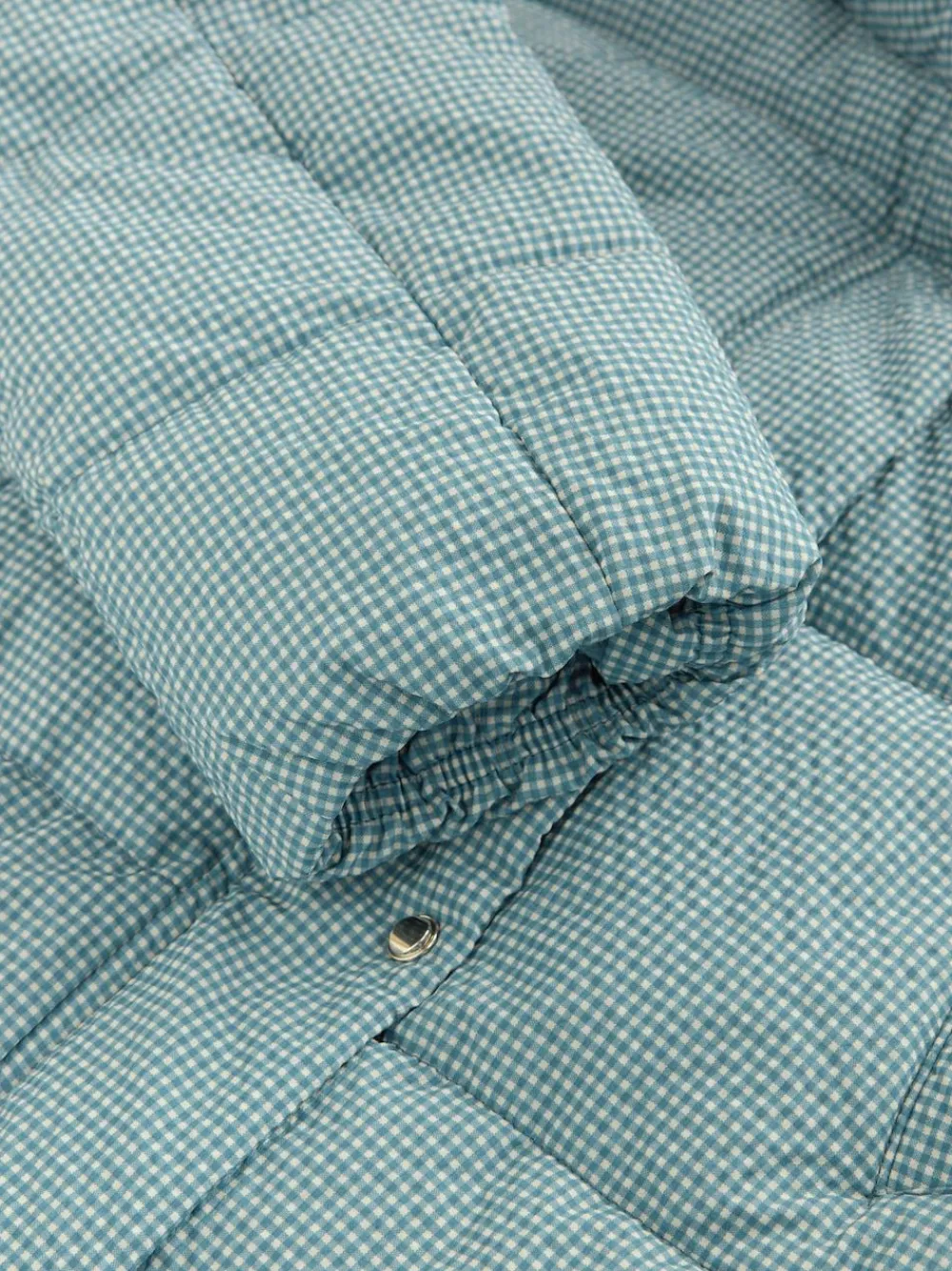 Next Blue Gingham Shower Resistant Padded Hooded Longline Coat^Women Coats & Jackets|Coats & Jackets