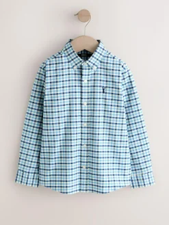 Online Next Blue Gingham Single Oxford Shirt (3-16yrs)
