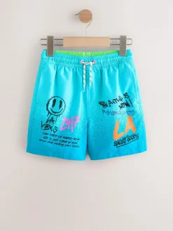 Next Blue Graffiti Printed Swim Shorts (3-16yrs)^BOY Swimwear
