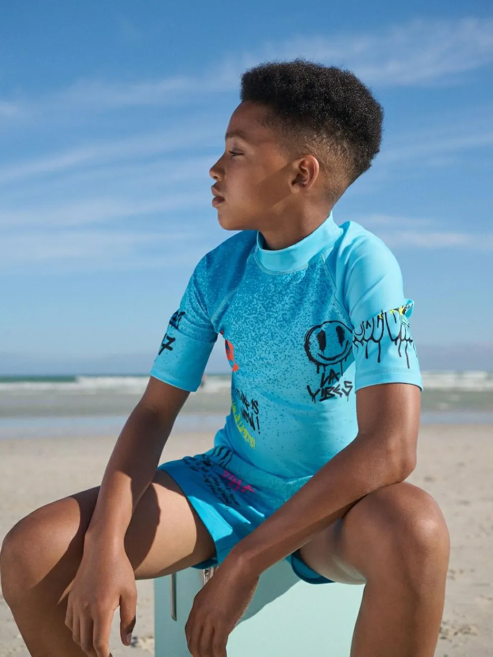 Next Blue Graffiti Short Sleeve Rash Vest (1.5-16yrs)^BOY Swimwear