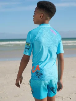 Next Blue Graffiti Short Sleeve Rash Vest (1.5-16yrs)^BOY Swimwear
