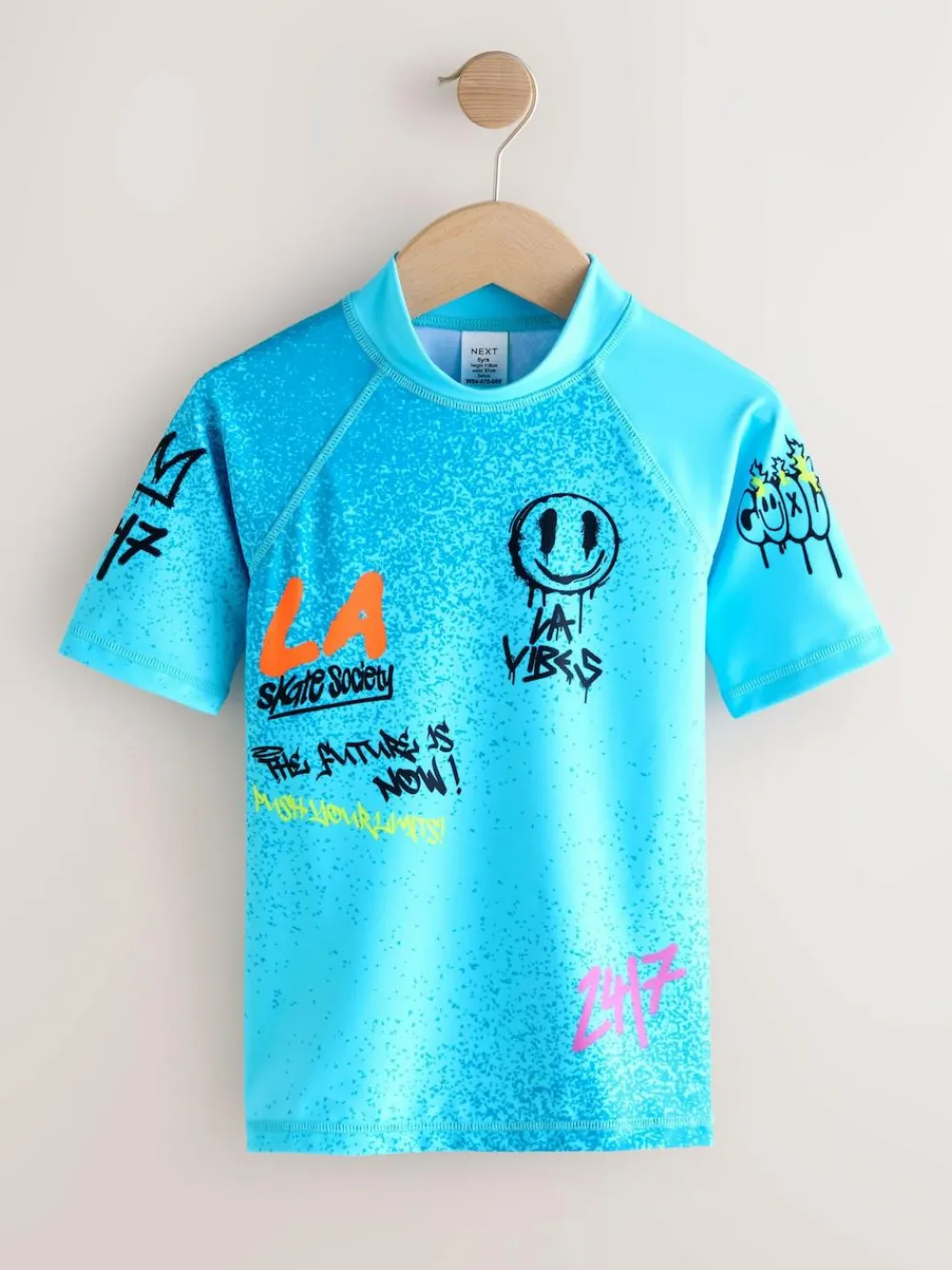 Next Blue Graffiti Short Sleeve Rash Vest (1.5-16yrs)^BOY Swimwear