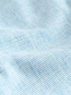 New Next Grandad Collar Cotton Linen Blend Short Sleeve Shirt Blue