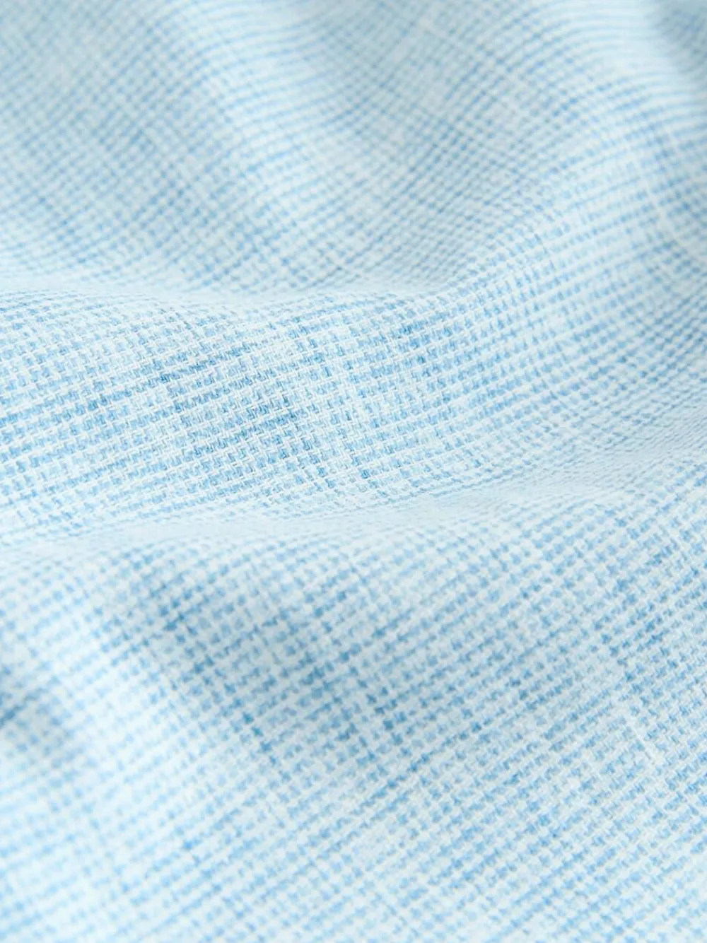 New Next Grandad Collar Cotton Linen Blend Short Sleeve Shirt Blue