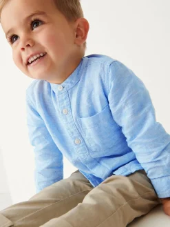 Next Grandad Collar Linen Mix Shirt (3mths-7yrs)^BOY Suits & Vest|Shirts
