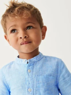 Next Grandad Collar Linen Mix Shirt (3mths-7yrs)^BOY Suits & Vest|Shirts