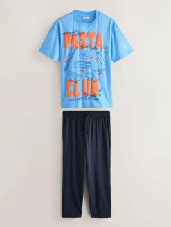 Next Blue Graphic Short Sleeve Jersey Pyjamas Set^ Pyjamas