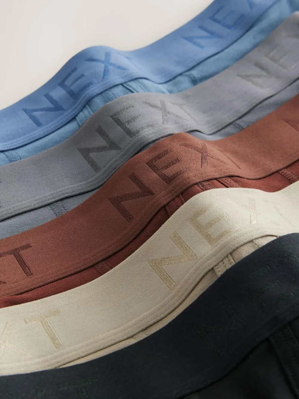 Online Next 5 Pack A-Front Boxers Blue/ Grey/ Ecru/ Red/ Black