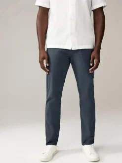 Next Blue Grey Mid Slim Fit Stretch Chinos Trousers^ Pants & Chinos