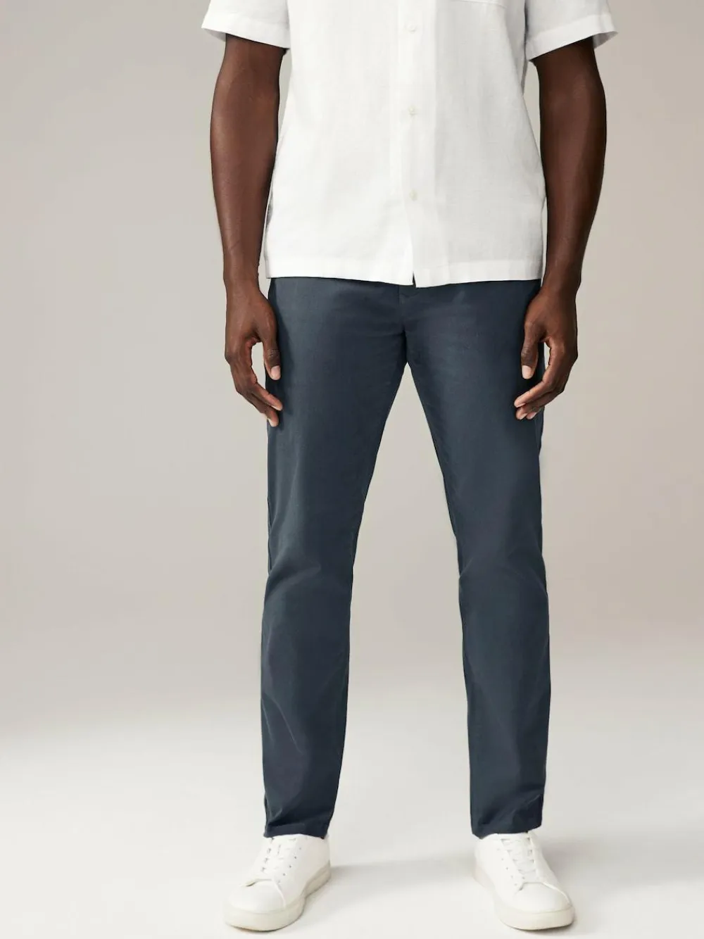 Next Blue Grey Mid Slim Fit Stretch Chinos Trousers^ Pants & Chinos