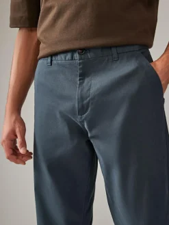Next Blue Grey Mid Straight Fit Stretch Chinos Trousers^ Nightwear|Pants & Chinos