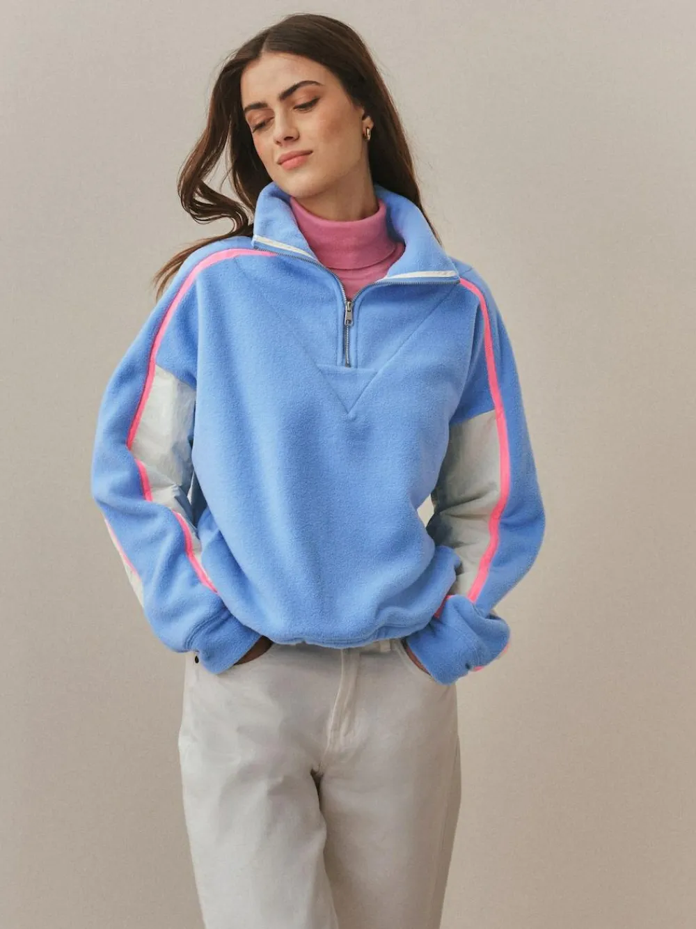 Next Half Zip Fleece with Colourblock Panels^Women Hoodies & Sweatshirts|Coats & Jackets