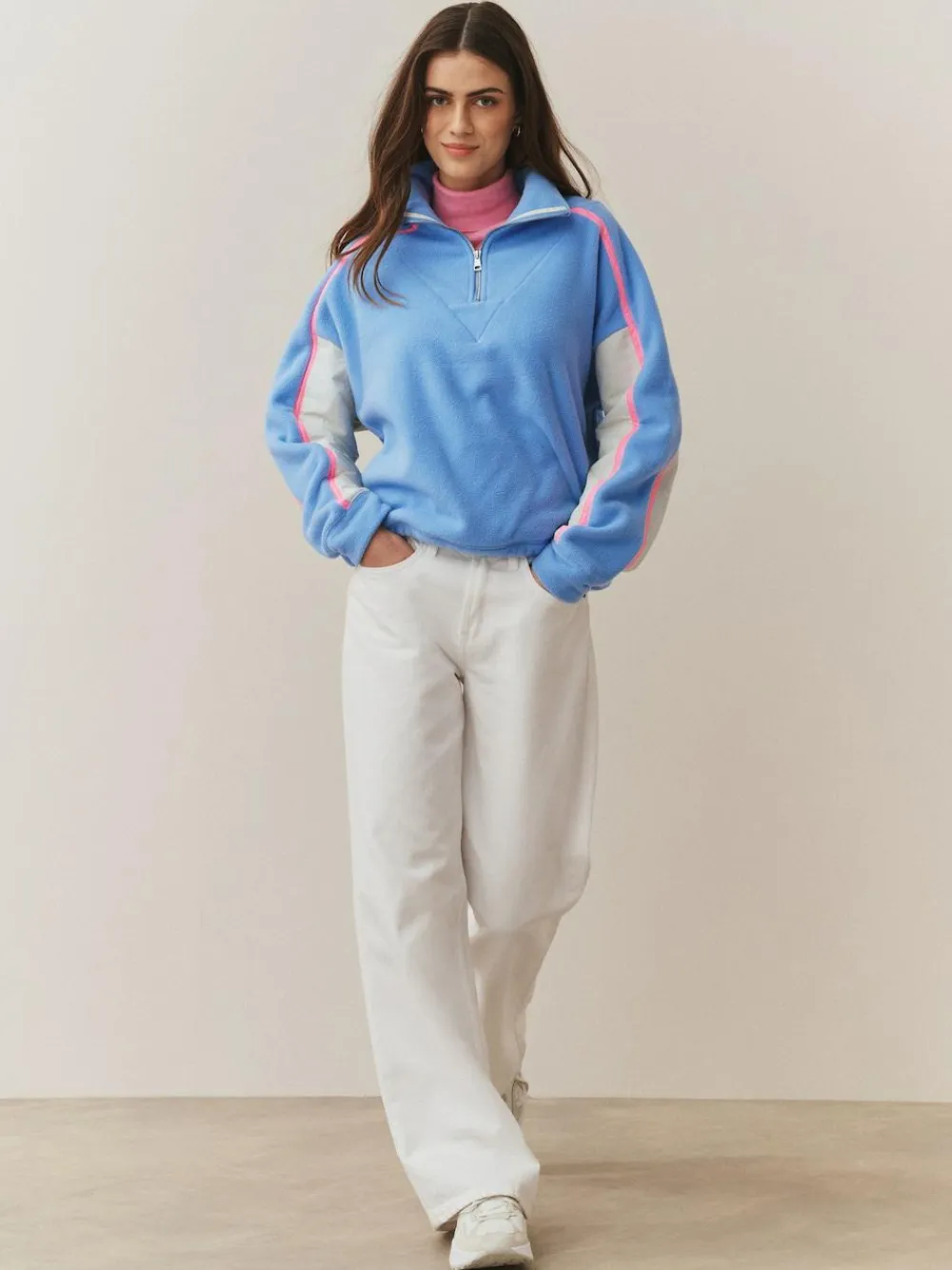 Next Half Zip Fleece with Colourblock Panels^Women Hoodies & Sweatshirts|Coats & Jackets