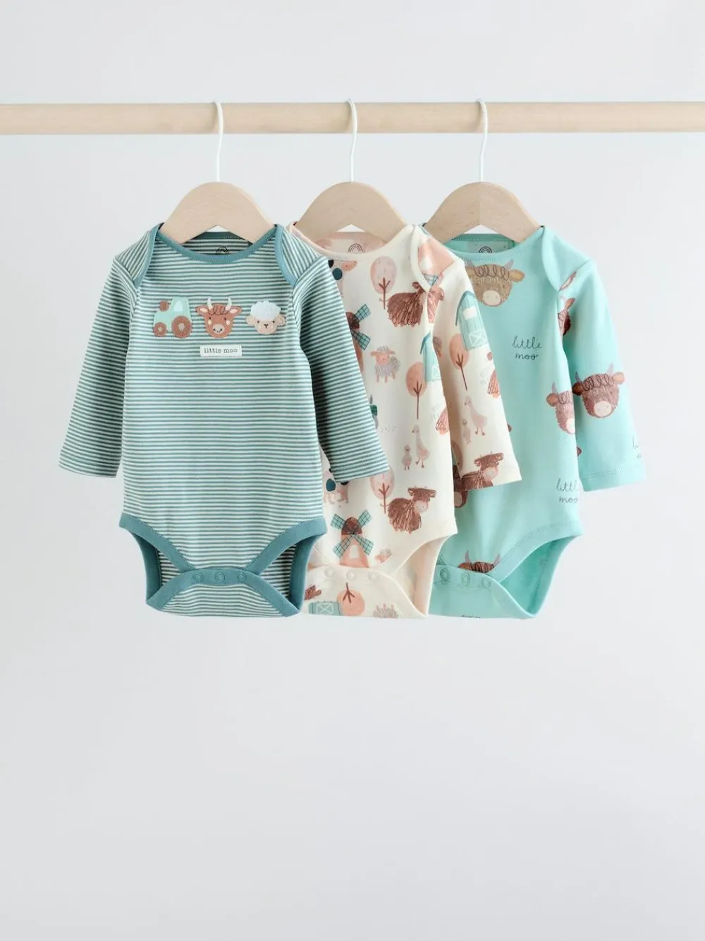 Next Blue Hamish Long Sleeve Bodysuits 3 Pack^ Baby Winter Clothing|Cosy Club