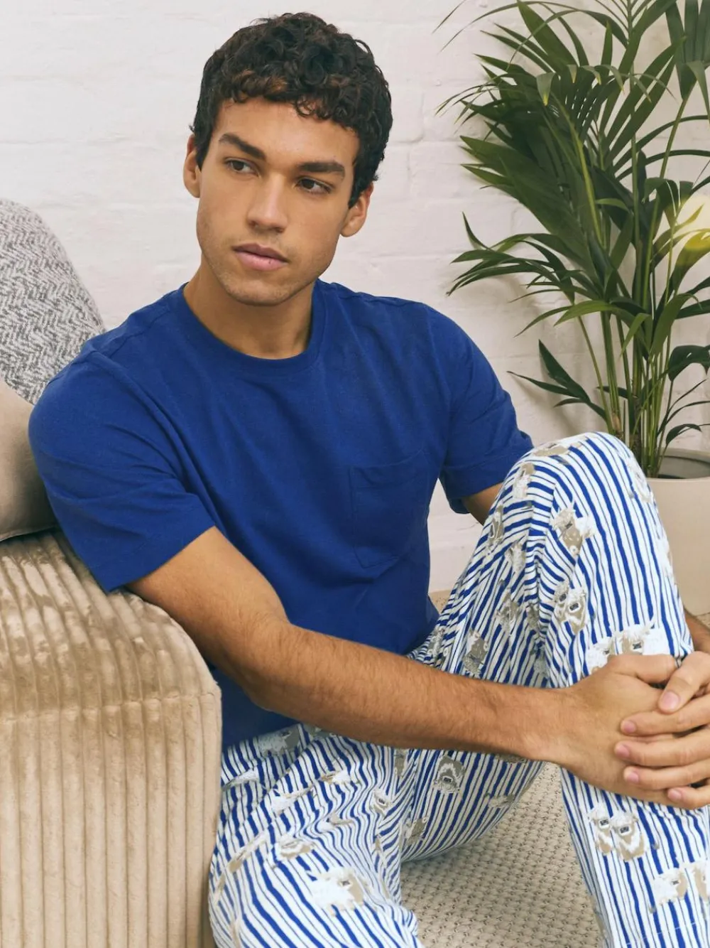 Next Blue Hamish the Highland Cow Jersey Short Sleeve Pyjamas Set