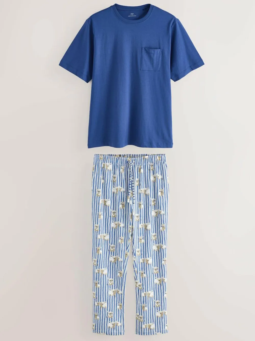 Next Blue Hamish the Highland Cow Jersey Short Sleeve Pyjamas Set