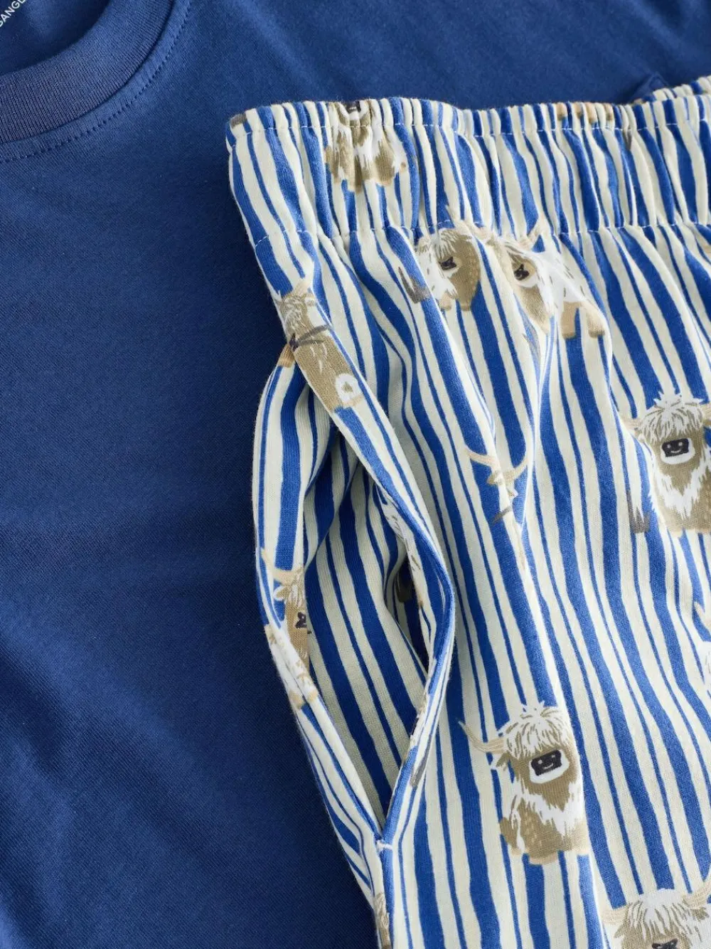 Next Blue Hamish the Highland Cow Jersey Short Sleeve Pyjamas Set