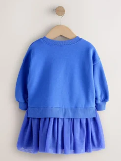 Clearance Next Blue Hearts Sweat Party Dress (3mths-7yrs)