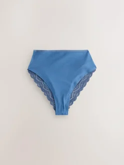 Discount Next High Waist High Leg Cotton and Lace Knickers 7 Pack Blue