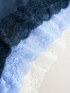 Discount Next High Waist High Leg Cotton and Lace Knickers 7 Pack Blue