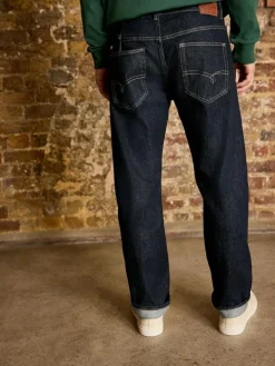 Sale Next Straight Fit Signature Selvedge Denim Jeans Blue Indigo Rinse