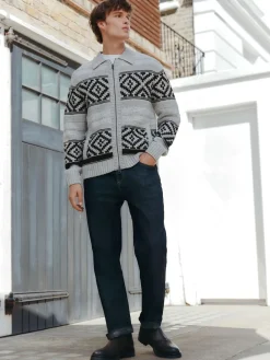 Next Straight Fit Signature Brushed Cosy Check Denim Jeans^ Jeans|Jeans