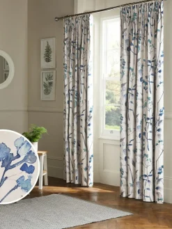 Next Isla Floral Print Pencil Pleat Blackout/Thermal Curtains^ Curtains & Blinds
