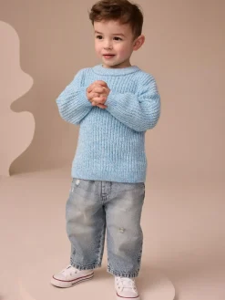 Sale Next Knitted Crew Neck Jumper (3mths-7yrs) Blue