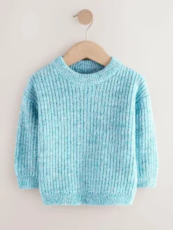 Sale Next Knitted Crew Neck Jumper (3mths-7yrs) Blue