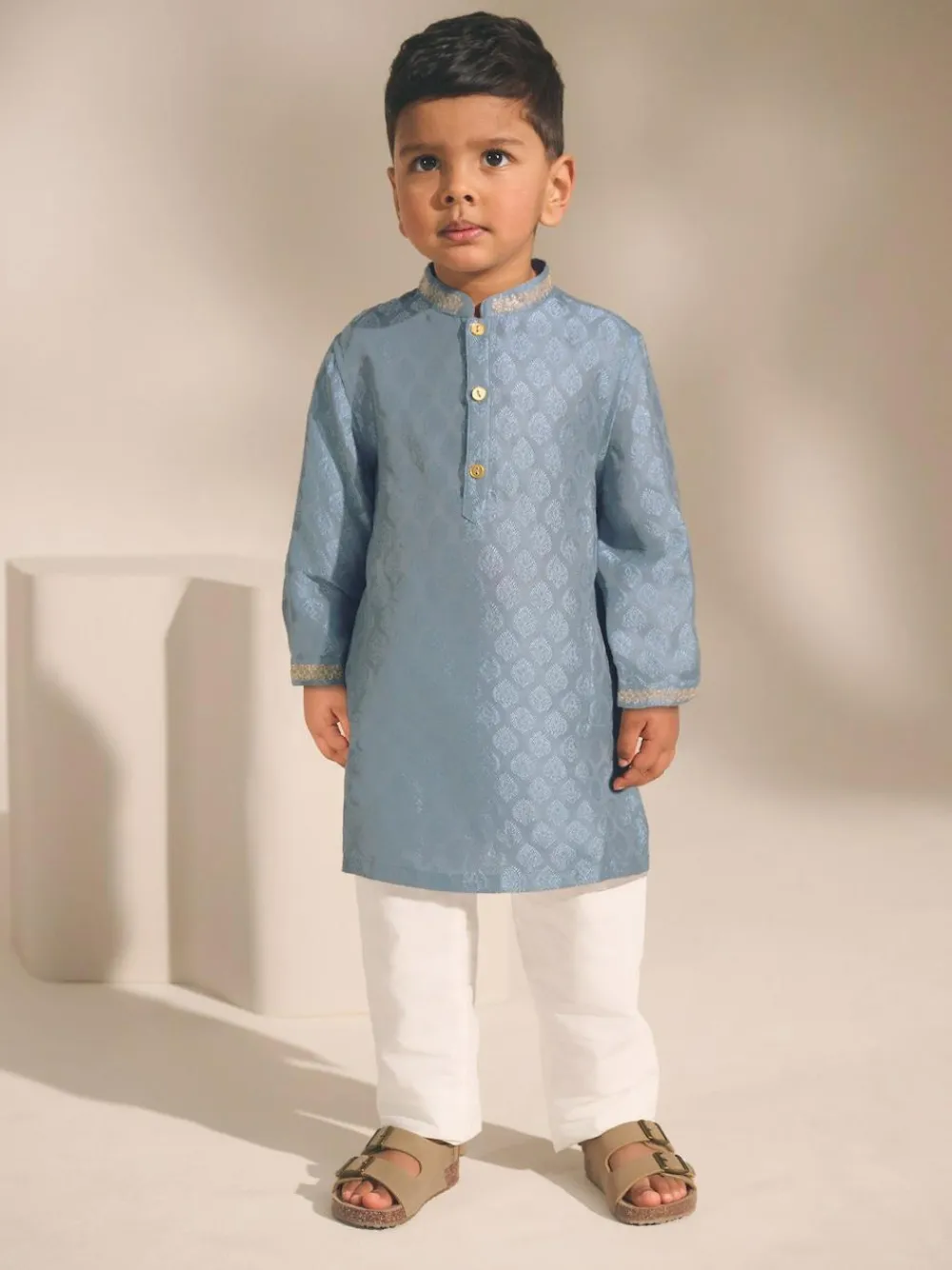 Next Blue Leaf Embroidered Eid Kurta (3mths-16yrs)^BOY Shirts|Occasionwear