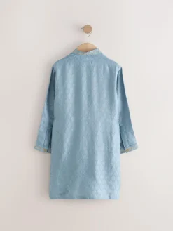 Next Blue Leaf Embroidered Eid Kurta (3mths-16yrs)^BOY Shirts|Occasionwear