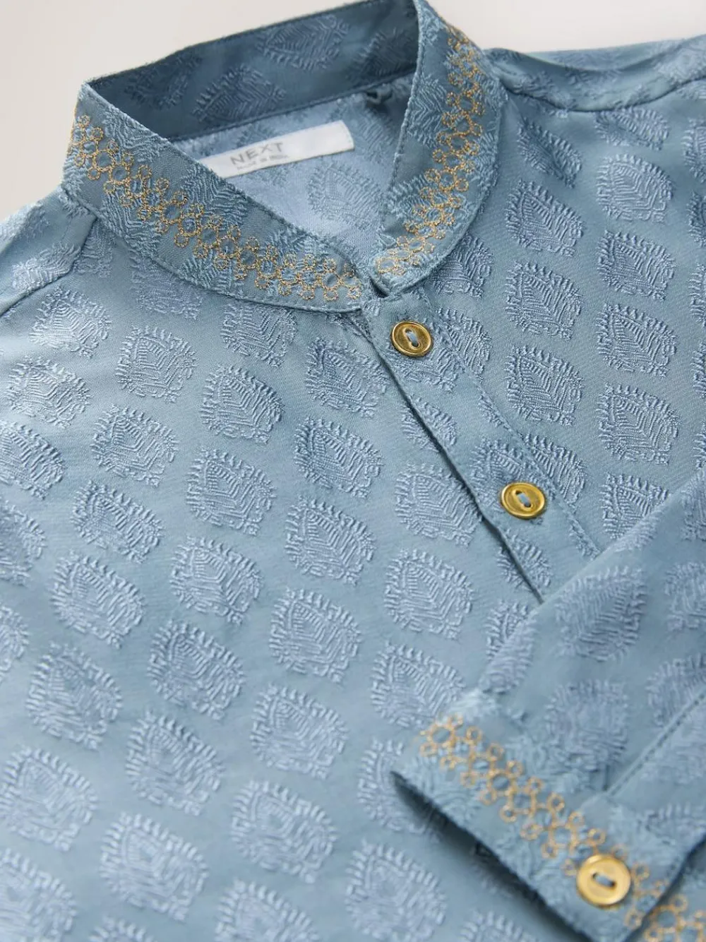Next Blue Leaf Embroidered Eid Kurta (3mths-16yrs)^BOY Shirts|Occasionwear