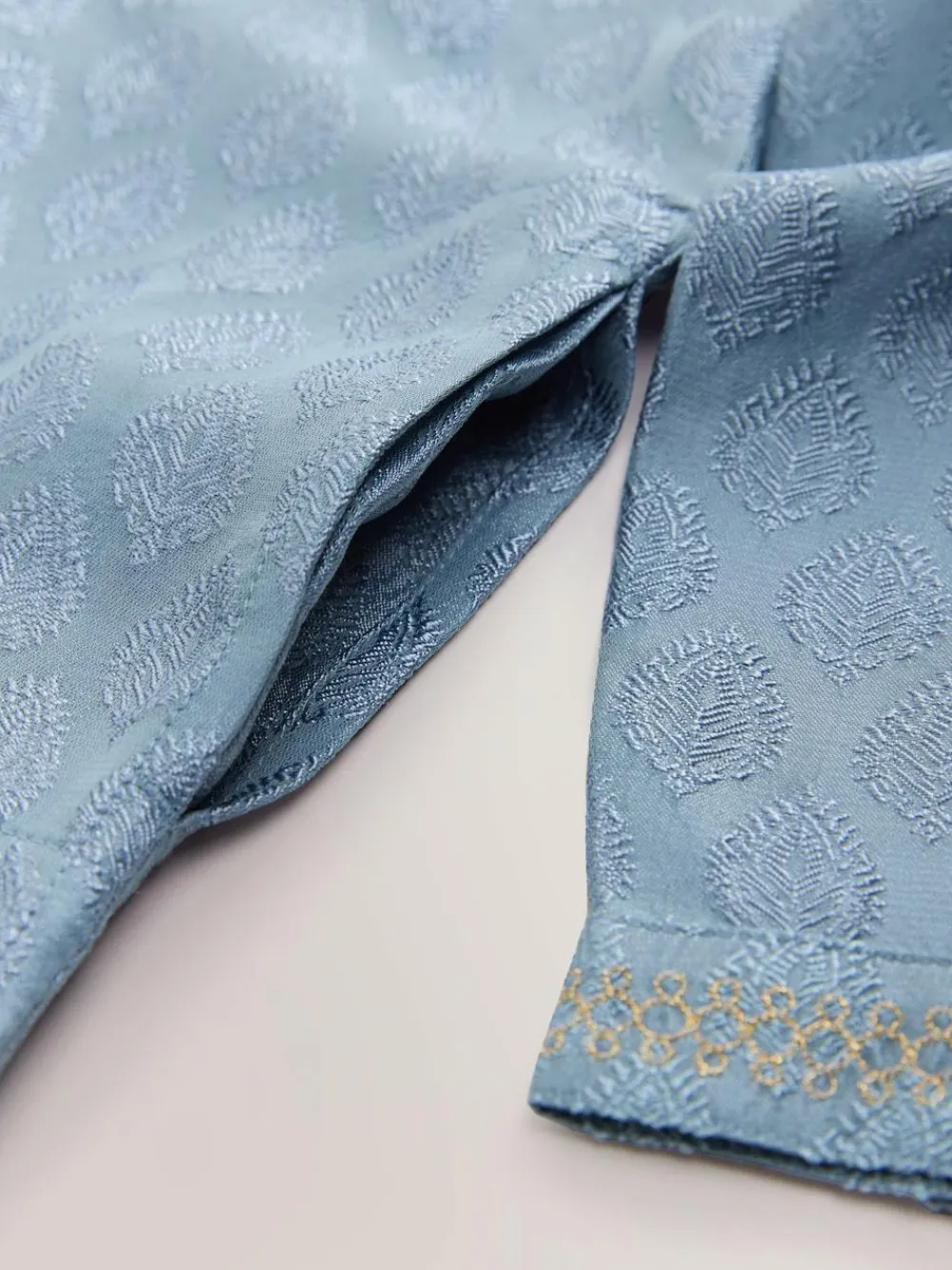 Next Blue Leaf Embroidered Eid Kurta (3mths-16yrs)^BOY Shirts|Occasionwear