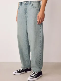 Outlet Next Barrel Fit Vintage Wash Denim Jeans Blue Light Tint